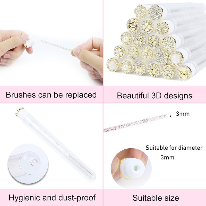 SenRocc 20pcs Mascara Wands Tube Reusable Lash Brush Golden Metal Tube Eyelash Brush Tubes Spoolies Lash Extension Brushes Applicators Makeup Tools (Golden Metal-MIX) - Image 2